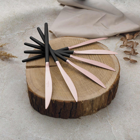  BH/3073, juego de cubiertos de 24 piezas con recubrimiento PVD de oro rosa pulido espejo, negro, oro rosa, juego de cubiertos de 24 piezas, juego de cubiertos, cubiertos, espejo, vajilla