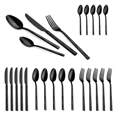  BH/3074, juego de cubiertos de 24 piezas con revestimiento PVD NEGRO PULIDO espejo, Negro, juego de cubiertos de 24 piezas, juego de cubiertos, cubiertos, espejo, Vajilla