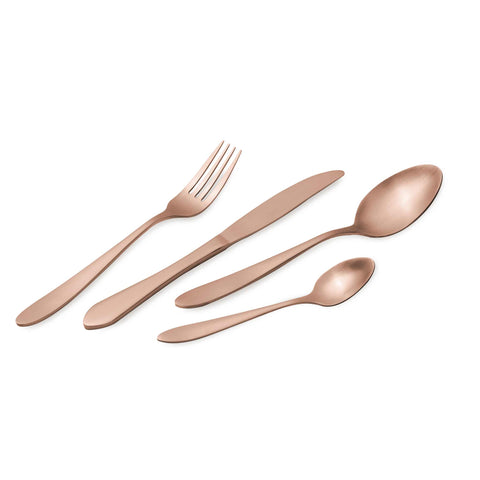  BH/3076, juego de cubiertos de 24 piezas con recubrimiento PVD de oro rosa pulido satinado, oro rosa, juego de cubiertos de 24 piezas, juego de cubiertos, cubiertos, satinado, vajilla