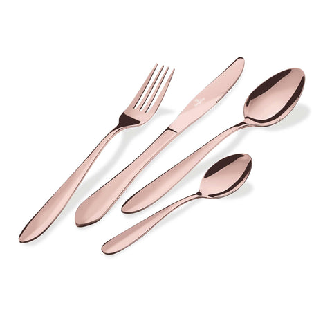  BH/3076, juego de cubiertos de 24 piezas con recubrimiento PVD de oro rosa pulido satinado, oro rosa, juego de cubiertos de 24 piezas, juego de cubiertos, cubiertos, satinado, vajilla