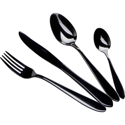  BH/3077, juego de cubiertos de 24 piezas con revestimiento PVD NEGRO PULIDO espejo, Negro, juego de cubiertos de 24 piezas, juego de cubiertos, cubiertos, espejo, Vajilla
