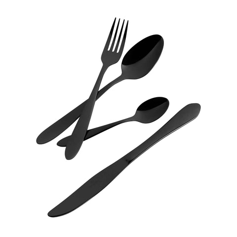  BH/3077, juego de cubiertos de 24 piezas con revestimiento PVD NEGRO PULIDO espejo, Negro, juego de cubiertos de 24 piezas, juego de cubiertos, cubiertos, espejo, Vajilla