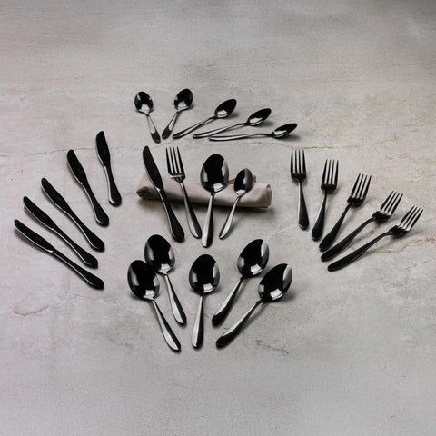  BH/3077, juego de cubiertos de 24 piezas con revestimiento PVD NEGRO PULIDO espejo, Negro, juego de cubiertos de 24 piezas, juego de cubiertos, cubiertos, espejo, Vajilla