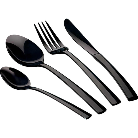 BH/3080, juego de cubiertos de 24 piezas con revestimiento PVD NEGRO PULIDO espejo, Negro, juego de cubiertos de 24 piezas, juego de cubiertos, cubiertos, espejo, Vajilla