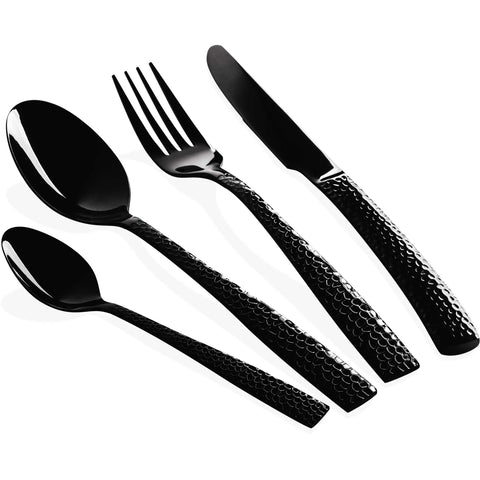  BH/3081, juego de cubiertos de 24 piezas con revestimiento PVD NEGRO PULIDO espejo, Negro, juego de cubiertos de 24 piezas, juego de cubiertos, cubiertos, espejo, vajilla