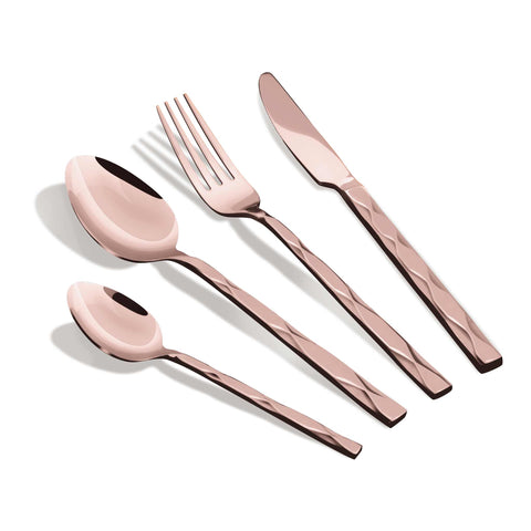 BH/3082, juego de cubiertos de 24 piezas con recubrimiento PVD de oro rosa pulido espejo, oro rosa, juego de cubiertos de 24 piezas, juego de cubiertos, cubiertos, espejo, vajilla