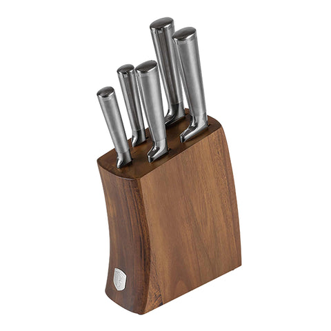 BH/3124, juego de cuchillos de 6 piezas con soporte de madera de acacia, acero inoxidable, T6: juego de cuchillos de 6 piezas con soporte de madera de acacia, juego de cuchillos, cuchillos, cuchillo, soporte de acero inoxidable, soporte de madera de acacia, cuchillos y herramientas de corte