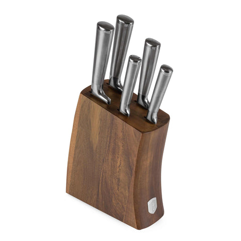 Juego De 6 Cuchillos Con Soporte De Madera De Acacia