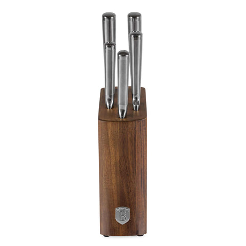 Juego De 6 Cuchillos Con Soporte De Madera De Acacia