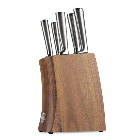 Juego De 6 Cuchillos Con Soporte De Madera De Acacia