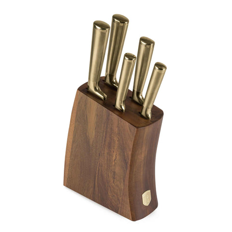 Juego De 6 Cuchillos Con Soporte De Madera De Acacia
