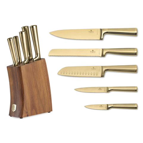  BH/3125,BH/3125N,Juego de cuchillos de 6 piezas con soporte de madera de acacia,Dorado,T6: Juego de cuchillos de 6 piezas con soporte de madera de acacia,juego de cuchillos,cuchillos,cuchillo,soporte de acero inoxidable,soporte de madera de acacia,Cuchillos y herramientas de corte