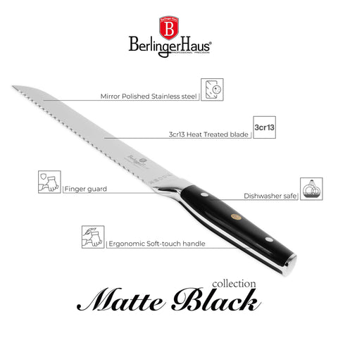  BH/3129, Cuchillo de pan 20cm, Negro, Plata, Cuchillo de pan, Cuchillo, Cuchillos y corte
