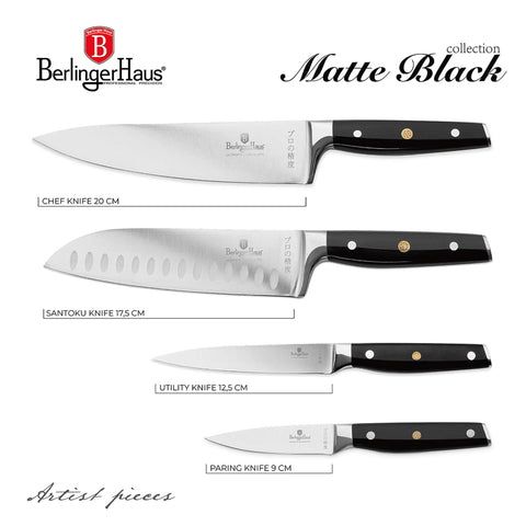  BH/3135, juego de cuchillos de 4 piezas, negro, plateado, juego de cuchillos de 4 piezas c., juego de cuchillos, cuchillos, cuchillo, cuchillos y herramientas de corte