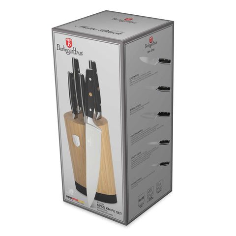 BH/3136, juego de cuchillos de 6 piezas con soporte de bambú, negro, plateado, juego de cuchillos de 6 piezas con soporte de bambú b., juego de cuchillos, cuchillos, cuchillo, tabla de cortar, bambú, cuchillos y herramientas de corte