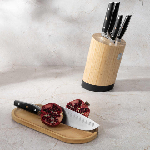 BH/3136, juego de cuchillos de 6 piezas con soporte de bambú, negro, plateado, juego de cuchillos de 6 piezas con soporte de bambú b., juego de cuchillos, cuchillos, cuchillo, tabla de cortar, bambú, cuchillos y herramientas de corte