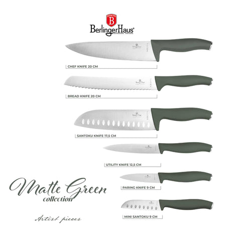  BH/3138, juego de cuchillos de 6 piezas, verde mate, juego de cuchillos de 6 piezas a., juego de cuchillos, cuchillos, cuchillo, cuchillos y herramientas de corte