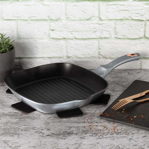  BH/6004, Sartén para parrilla de 28 cm, Gris, Sartén para parrilla de 28 cm, Sartén, Sartén para freír, Sartén para parrilla, Batería de cocina, Cocinar