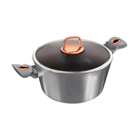 Product image of Casserole with lid 20cm. Part of the Moonlight Collection . Features: • Material: forged aluminum • Casserole with lid Ø20*10,4 cm 2,5L • Color: metallic grey REGISTERED DESIGN BY BERLINGER HAUS!. (Studio view). Official Berlinger Haus product, boosted by Promintra sl.
