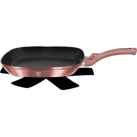 sartén, sartén para freír, sartén para parrilla, utensilios de cocina, cocinar, sartén para parrilla de 28 cm, rosa, BH/6086, BH/6027