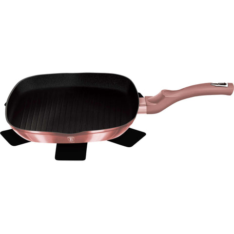 sartén, sartén para freír, sartén para parrilla, utensilios de cocina, cocinar, sartén para parrilla de 28 cm, rosa, BH/6086, BH/6027