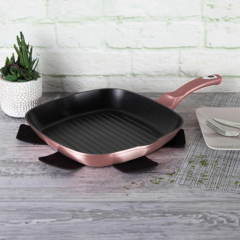 sartén, sartén para freír, sartén para parrilla, utensilios de cocina, cocinar, sartén para parrilla de 28 cm, rosa, BH/6086, BH/6027