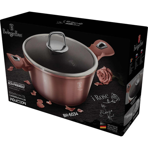  BH/6034, Cacerola con tapa 20cm, Rosa, Cacerola 20 cm, Cacerola, Olla, Cacerola con tapa, Batería de cocina, Cocina, Ollas y cazuelas