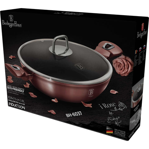  BH/6037, Olla baja con tapa 28cm, Rosa, Olla baja 28 cm, Olla baja, Olla baja con tapa, Olla, Utensilios de cocina, Cocina, Ollas y cazuelas