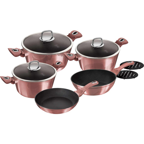 BH/6043, Juego de utensilios de cocina de 10 piezas, Rosa, Juego de utensilios de cocina de 10 piezas, Juego de utensilios de cocina, Ollas y sartenes, Juego de ollas y sartenes, Juego, Cocina, Utensilios de cocina, Ollas y cacerolas