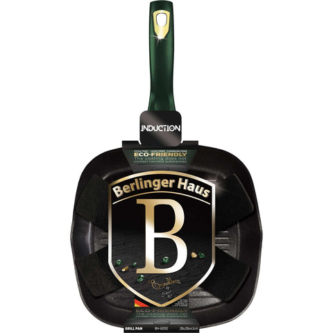  BH/6050, Sartén para parrilla de 28 cm, Esmeralda, Verde, Sartén para parrilla de 28 cm, Sartén, Sartén para freír, Sartén para parrilla, Utensilios de cocina, Cocinar