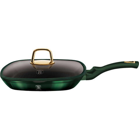  BH/6051, Sartén para parrilla con tapa de 28 cm, Esmeralda, Verde, Sartén para parrilla de 28 cm con tapa, Sartén, Sartén para freír, Sartén para parrilla, Sartén para parrilla con tapa, Batería de cocina, Cocinar