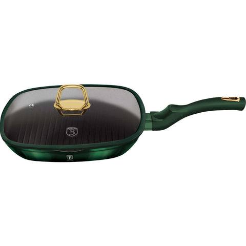  BH/6051, Sartén para parrilla con tapa de 28 cm, Esmeralda, Verde, Sartén para parrilla de 28 cm con tapa, Sartén, Sartén para freír, Sartén para parrilla, Sartén para parrilla con tapa, Batería de cocina, Cocinar