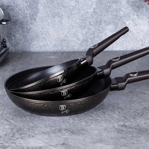  BH/6072, juego de 3 sartenes, negro, juego de 3 sartenes a., sartén, juego de sartenes, sartén, juego de sartenes, utensilios de cocina, cocina, sartenes, juego de sartenes