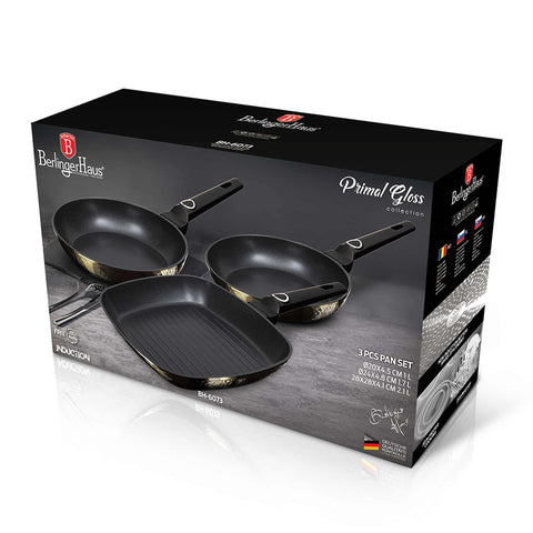  BH/6073, juego de 3 sartenes, negro, juego de 3 sartenes b., sartén, juego de sartenes, sartén, juego de sartenes, sartén para parrilla, utensilios de cocina, cocina, sartenes, juego de sartenes