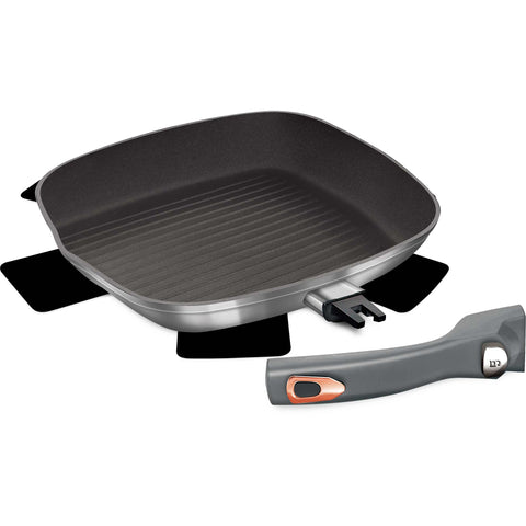 sartén, sartén para freír, sartén para parrilla, utensilios de cocina, cocinar, mango desmontable, sartén para parrilla de 28 cm, gris, BH/6004, BH/6083