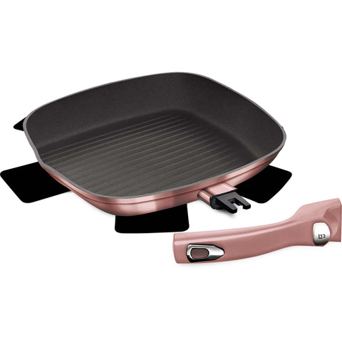 sartén, sartén para freír, sartén para parrilla, utensilios de cocina, cocinar, mango desmontable, sartén para parrilla de 28 cm, rosa, BH/6027, BH/6086