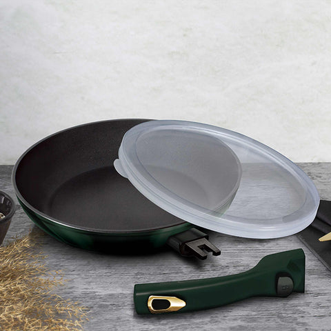 sartén, sartén, utensilios de cocina, cocinar, mango desmontable, utensilios de cocina inteligentes, sartén de 24 cm, esmeralda/verde, BH/6047, BH/6087