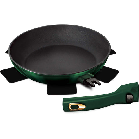 sartén, sartén, utensilios de cocina, cocinar, mango desmontable, utensilios de cocina inteligentes, sartén de 24 cm, esmeralda/verde, BH/6047, BH/6087