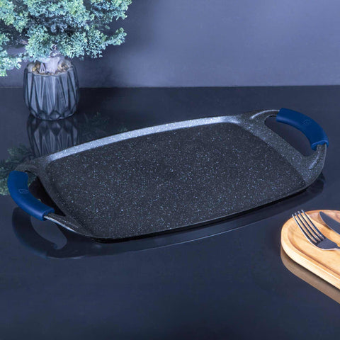  BH/6095, Plancha para asar 47cm, Aguamarina, Azul, plancha para asar, parrilla, mango de silicona, Sartenes, Sartén para asar