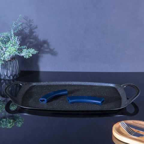  BH/6095, Plancha para asar 47cm, Aguamarina, Azul, plancha para asar, parrilla, mango de silicona, Sartenes, Sartén para asar