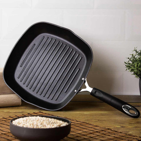 sartén, sartén para freír, sartén para parrilla, utensilios de cocina, cocinar,,sartén para parrilla de 28 cm, negra,,LP-KL-004,BH/6127