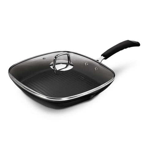 BH/6130, Sartén grill con tapa 28cm, negra, sartén grill 28 cm con tapa, sartén, sartén, sartén grill, sartén grill con tapa, batería de cocina, cocinar