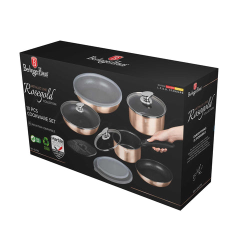 BH/6147, BH/6147N, juego de utensilios de cocina de 9 piezas, oro rosa, juego de utensilios de cocina de 9 piezas, mango de clic, utensilios de cocina inteligentes, juego de utensilios de cocina, ollas y sartenes, juego de ollas y sartenes, juego, clic, cocina, utensilios de cocina,Metallic Line Rose Gold Edition, cookwareset, frypan, pot, Embalaje del producto.