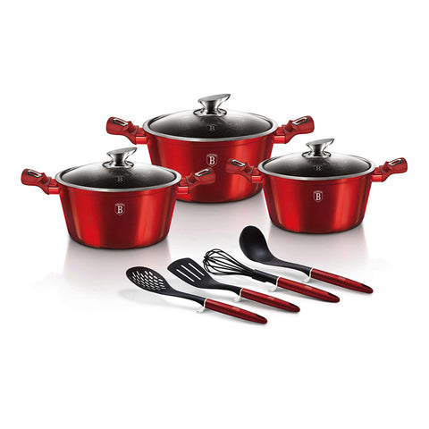 BH/6150A,BH/6150,Juego de utensilios de cocina de 10 piezas,Borgoña,Rojo,Juego de utensilios de cocina de 10 piezas a.,Juego de utensilios de cocina,ollas,juego de ollas,juego,herramientas de cocina,cocinar,utensilios de cocina,Ollas y cazuelas