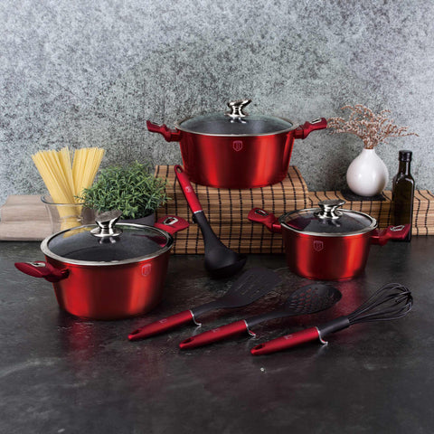 BH/6150A,BH/6150,Juego de utensilios de cocina de 10 piezas,Borgoña,Rojo,Juego de utensilios de cocina de 10 piezas a.,Juego de utensilios de cocina,ollas,juego de ollas,juego,herramientas de cocina,cocinar,utensilios de cocina,Ollas y cazuelas
