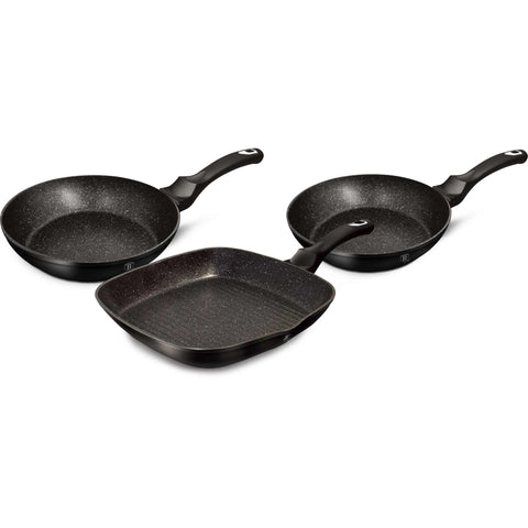 sartén, juego de sartenes, sartén, juego de sartenes, sartén grill, utensilios de cocina, cocinar,,juego de sartenes 3 piezas b.,negro/plata,,,BH/6157