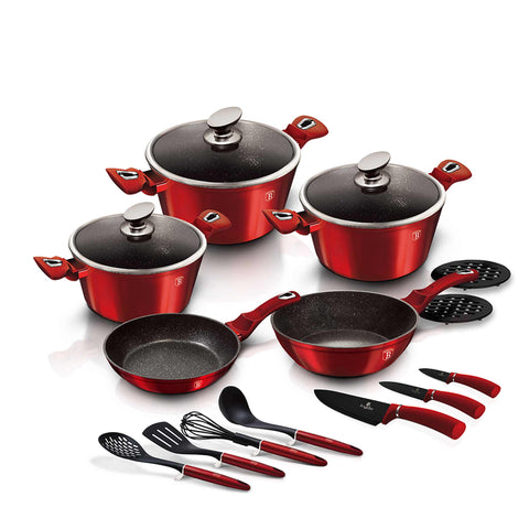  BH/6162, Juego de utensilios de cocina de 17 piezas, Burdeos, Rojo, Juego de utensilios de cocina de 17 piezas, juego de utensilios de cocina, ollas, juego de ollas, ollas y sartenes, juego de ollas y sartenes, juego, utensilios de cocina, cuchillo, cuchillos, cocina, utensilios de cocina, Ollas y cacerolas