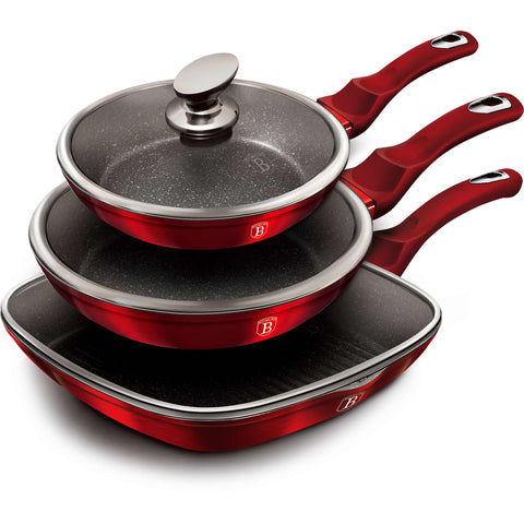  BH/6189, juego de 6 sartenes, burdeos, rojo, juego de 6 sartenes, sartén, juego de sartenes, juego de sartenes con tapa, sartén, juego de sartenes, sartén para parrilla, utensilios de cocina, cocina, sartenes, juego de sartenes