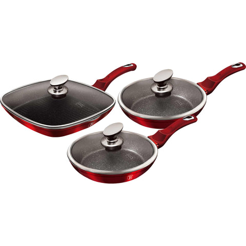  BH/6189, juego de 6 sartenes, burdeos, rojo, juego de 6 sartenes, sartén, juego de sartenes, juego de sartenes con tapa, sartén, juego de sartenes, sartén para parrilla, utensilios de cocina, cocina, sartenes, juego de sartenes