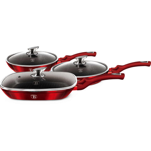  BH/6189, juego de 6 sartenes, burdeos, rojo, juego de 6 sartenes, sartén, juego de sartenes, juego de sartenes con tapa, sartén, juego de sartenes, sartén para parrilla, utensilios de cocina, cocina, sartenes, juego de sartenes